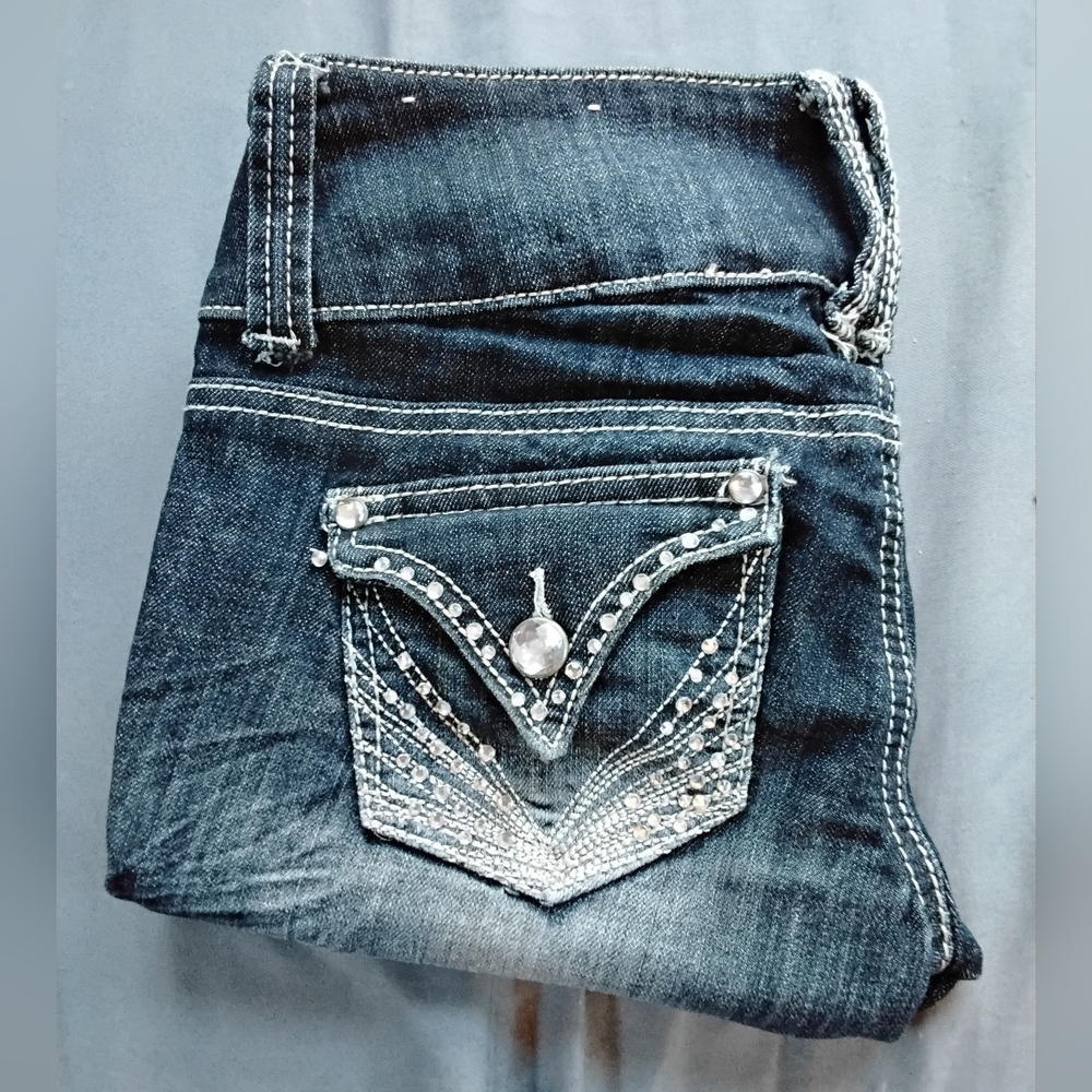 Almost Famous Distressed Dark Wash Denim Skinny Jeans
